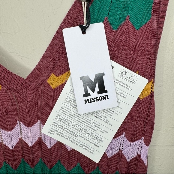 NWT M MISSONI Wide Leg Knit Jumpsuit Long Overalls Zig Zag Pattern V-Neck XS - Picture 5 of 16